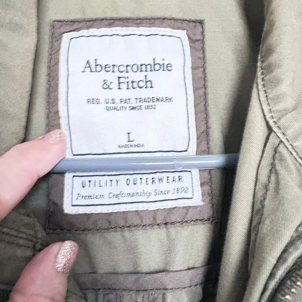 Abercrombie Fitch utility vest olive green cargo military style womens L - Picture 4 of 7